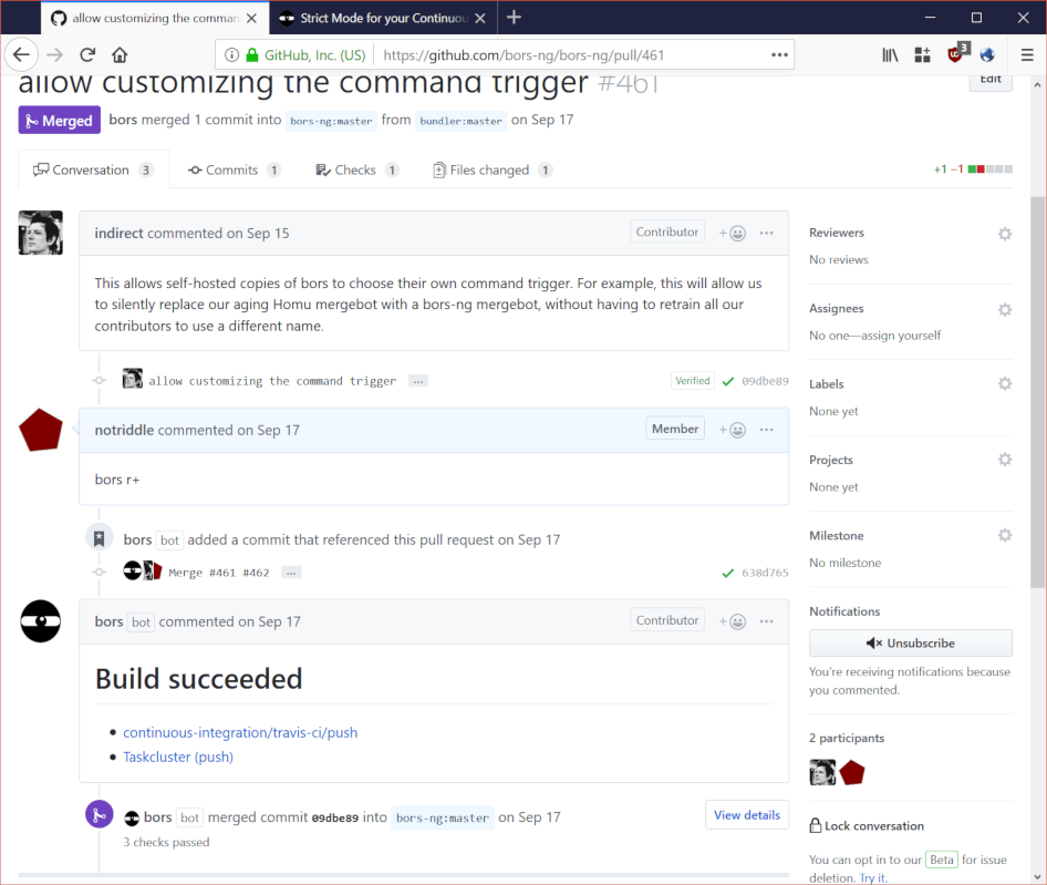 Here's an example pull request.